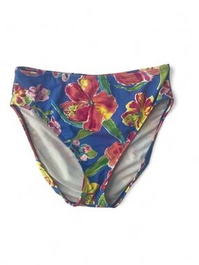 Lauren Ralph Lauren Blue Floral Bikini Swimsuit High Waisted Bottoms size 10